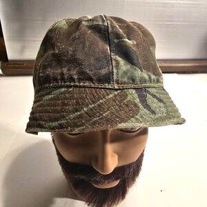 JONES ORIGINAL VINTAGE USA MADE CAMOHAT CAP GREEN/ BROWN SIZE LARGE